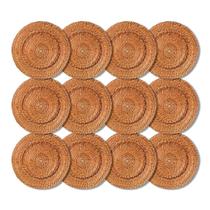 Kit 12 Unidades Sousplat Redondo Bege Rattan 32Cm Rafimex