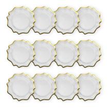 Kit 12 Unidades Sousplat Redondo Transparente Com Borda Vidro 33Cm Rafimex