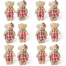 Kit 12 Ursos Natal Pelúcia Casal Ursinho Enfeites Natal 12cm Kit 12 Ursos Natal Pelúcia Casal Ursinho Enfeites Natal 12cm