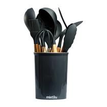 Kit 12 Utensílios De Cozinha Em Silicone E Cabo De Madeira Kit 12 Utensílios De Cozinha Em Silicone E Cabo De Madeira