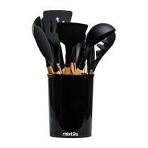 Kit 12 Utensílios De Cozinha Em Silicone E Cabo De Madeira Kit 12 Utensílios De Cozinha Em Silicone E Cabo De Madeira