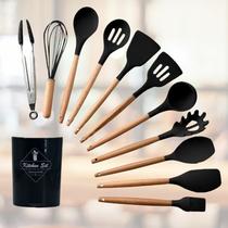 Kit 12 Utensílios de Cozinha Silicone Cabo de Madeira - VRS
