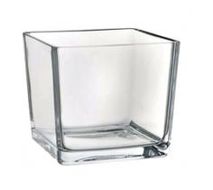Kit 12 Vaso Castiçal De Vidro 8cm Quadrado Vela Decoração Porta Candelabro Suporte Luxo Decorativo