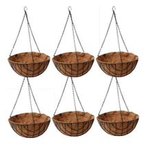 Kit 12 Vasos De Pendurar 25cm Pendente Ferro Fibra Coco
