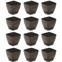 Kit 12 Vasos PRETO Quadrado 750ml Vaso Pequeno de Plástico Elegance Plantas Flores Jardim Varanda Kit 12 Vasos PRETO Quadrado 750ml Vaso Pequeno de Plástico Elegance Plantas Flores Jardim Varanda