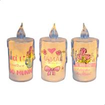 Kit 12 Vela Decorativa Led A Pilhas Frases Dia Das Mães Ilumina Decora