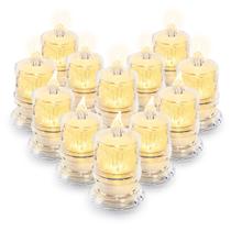 Kit 12 Vela Led Transparente Luz Eletrônica Decorativa Amarela