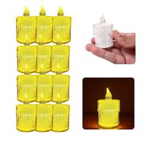 Kit 12 Velas Led Cristal Transparente 6,5cm Casamento Festas