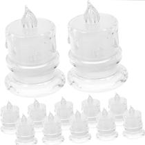 Kit 12 Velas Luz Led Eletrônica Decoração Transparente 9cm