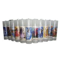 Kit 12 Velas Votivas Brancas 7 Dias Com Imagens de Orixás - 210gr cada