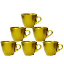 Kit 12 Xícara Pequena Café Cafézinho Dourada Linda - 50 ML