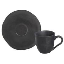 Kit 12 Xícaras de Café 120ml Com Pires Orgânico Cerâmica Preto Matte Porto Brasil Sushi Kit 12 Xícaras de Café 120ml Com Pires Orgânico Cerâmica Preto Matte Porto Brasil Sushi