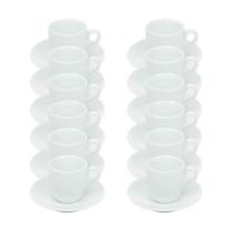 Kit 12 Xícaras de Café com Pires 50ml em Porcelana Branca Kit 12 Xícaras de Café com Pires 50ml em Porcelana Branca