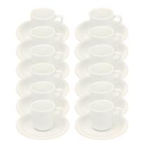 Kit 12 Xícaras de Café com Pires 50ml em Porcelana Branca Kit 12 Xícaras de Café com Pires 50ml em Porcelana Branca