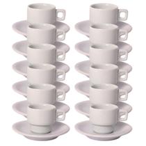 Kit 12 Xícaras de Café com Pires 75ml em Porcelana Branca Kit 12 Xícaras de Café com Pires 75ml em Porcelana Branca