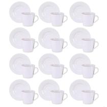 Kit 12 Xícaras de Chá Café com Pires Porcelana 185ml Tramontina Ingrid Padaria Hotel