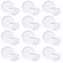 Kit 12 Xícaras de Chá com Pires Porcelana 250ml Tramontina Maria Augusta Café Padaria