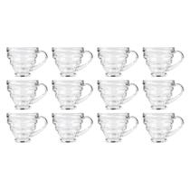 Kit 12 Xícaras De Vidro 200ml Com Alça Kora Mug Ideal Para Café E Chá Design Moderno