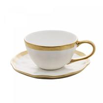 Kit 12 Xícaras Porcelana Branco E Dourado Dubai 200ml - Wolff Kit 12 Xícaras Porcelana Branco E Dourado Dubai 200ml - Wolff