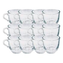 Kit 12 Xicaras Vidro Resistente 150ML Para Cha Cafe Transparente