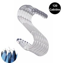 Kit 120 Cabides Gancho Acrílico Em S Calça Jeans Arara Multiuso Guarda Roupa