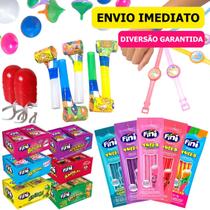 Kit 120 Doces Mini Brinquedos P/ Aniversário Saquinhos Lembrancinhas Surpresa Prendas Festa Infantil