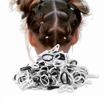 Kit 120 Elásticos Silicone Cabelo Branco Preto Transparente Kit 120 Elásticos Silicone Cabelo Branco Preto Transparente