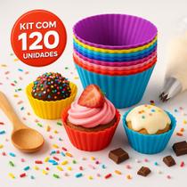 Kit 120 Formas de Silicone Coloridas Antiaderentes para Cupcakes, Muffins, Doces e Mini Tortas Sortidas