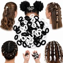Kit 120 Mini Xuxinha elastico De Cabelo branco preto rabico Kit 120 Mini Xuxinha elastico De Cabelo branco preto rabico