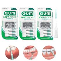Kit 120 Palito Interdental Escova para Aparelho Soft Picks GUM Estojo Portátil