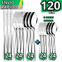 Kit 120 Talheres em Inox Premium Completo para Refeições e Sobremesas