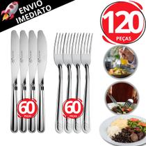 Kit 120 Talheres Inox Premium Garfo E Faca Refeição Restaurante Lanchonete Cozinha Buffet