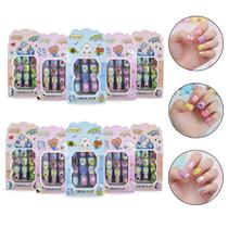 Kit 120 Unhas Postiças Infantil Com Relevo 3D Autocolante Infantil Menina Criança Unhas Decoradas