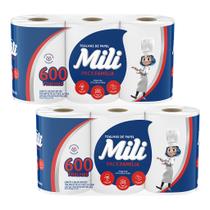 Kit 1200 Folhas Toalhas de Papel Mili 2 Pacote x 600 Folhas Pack Família Com 3 Mega Rolos x 200 Toalha 19x20,5 Absorção Kit 1200 Folhas Toalhas de Papel Mili 2 Pacote x 600 Folhas Pack Família Com 3 Mega Rolos x 200 Toalha 19x20,5 Absorção