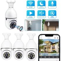 Kit 1,2,3,4 Camera Lampada E27 Wife IP Cameras de Segurança Visão Noturna Full HD Infravermelho Vigilancia Interna Externa