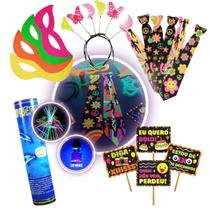 Kit 125 Adereços Para Festa Neon Casamento Balada Brilha