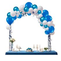 Kit 125 Azul n9 +Branco + Azul Metalizado Balão Bexiga Festa