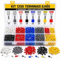 Kit 1250 Terminais Ilhós Tubular Para Fios Elétricos Cobre Com Estojo