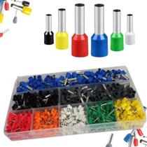 Kit 1250 Terminais Turbular Ilhós Elétricos 0,5mm à 10mm Com Estojo de Armazenamento