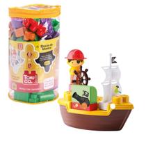Kit 126pcs Blocos Saco Tchuco e Navio Pirata Didático