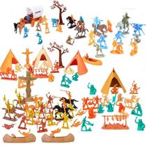 Kit 127 Pçs Acampamento Mini Cowboys Índios Apache Gulliver