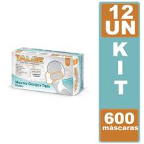 Kit 12cx Máscara Cirúrgica Descartável Tripla Proteção 600UN
