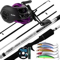 Kit 12kg Carretilha Resistente Vara de Carbono 1,80mt 5 Isca