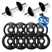 Kit 12kg Com Barras E Anilhas P/ Musculação Halter + Corda Kit 12kg Com Barras E Anilhas P/ Musculação Halter + Corda