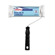 Kit 12PC Rolo de Pintura Lã de Carneiro 15cm Com Cabo Plástico Compel