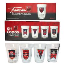 Kit 12Un Copo Americano Tradicional Vidro 190ml Bar Cerveja Time Flamengo Oficial