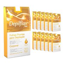 Kit 12un Folhas Depilatórias Corporais Natural 20 Folhas Depilflax