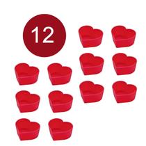 Kit 12un forma coração cupcake bolinho muffin silicone