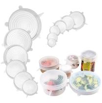 Kit 12un Tampa silicone para potes frutas pratos panelas