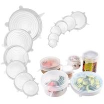 Kit 12un Tampa silicone transparente potes pratos panelas